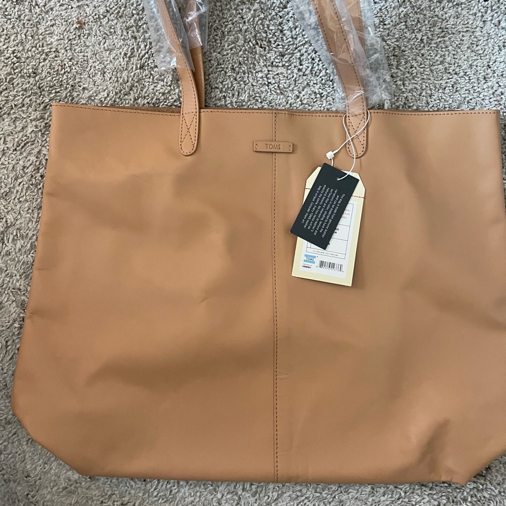 NWT TOMS Tan Leather Tote Bag Purse